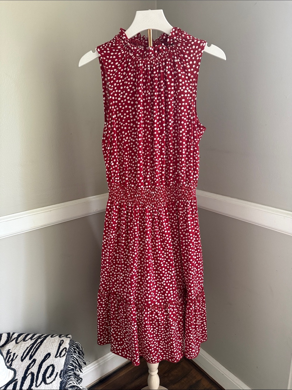 Enfocus Studio Red and White Spot Print Dress